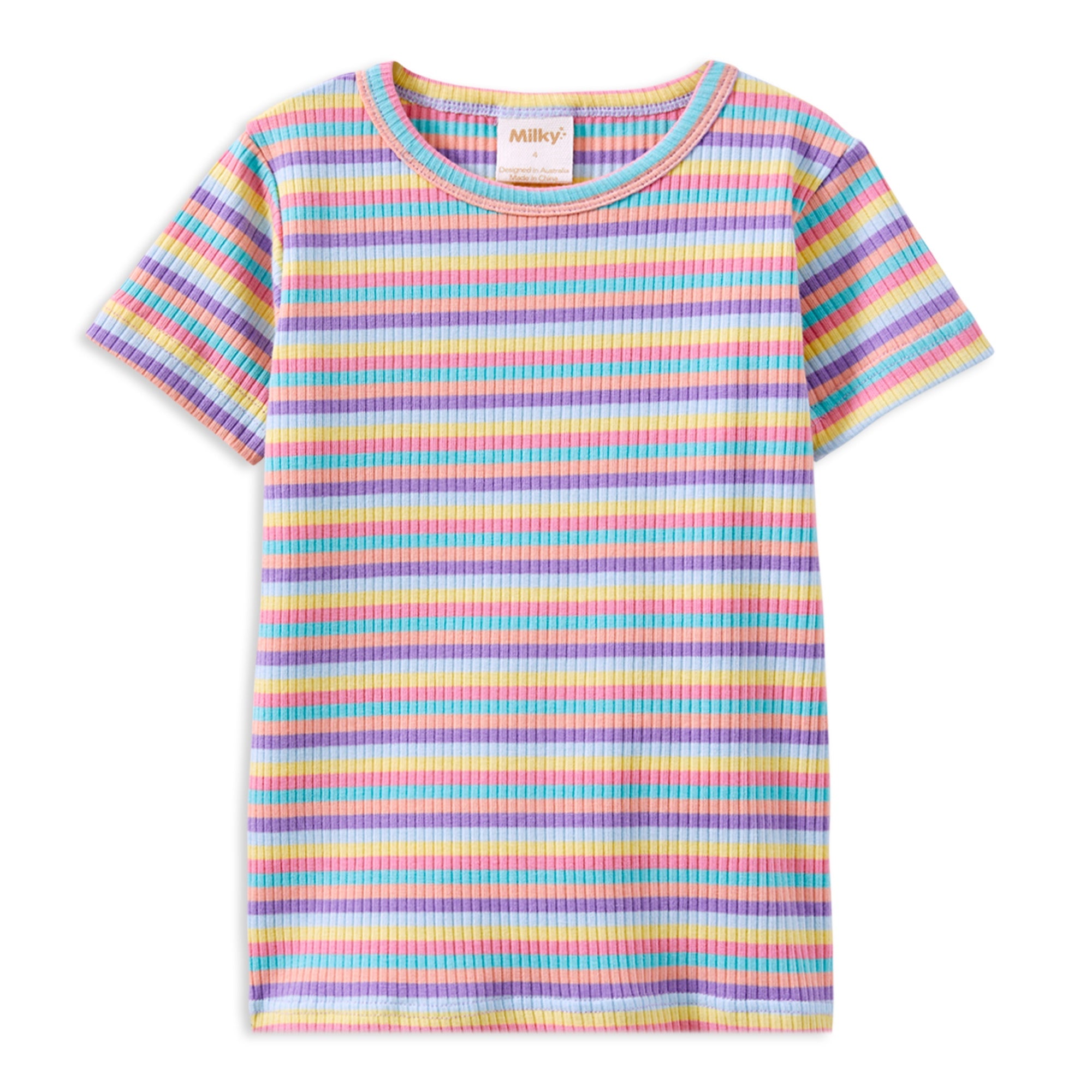 Milky Multi Stripe Rib Tee