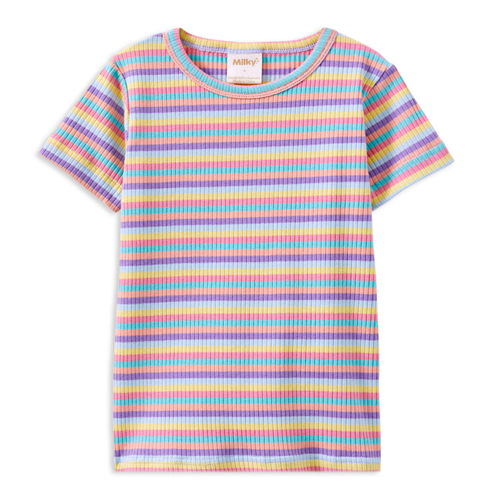 Milky Multi Stripe Rib Tee