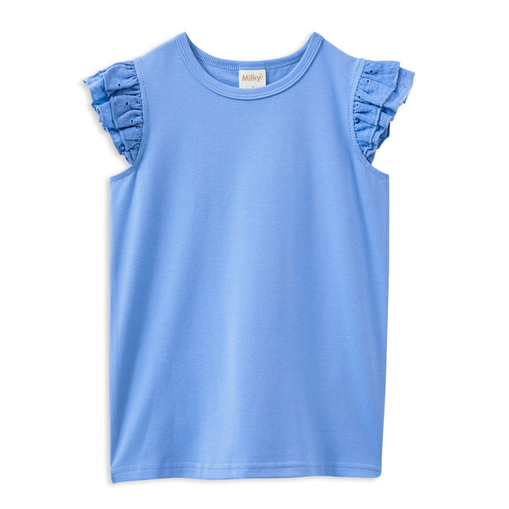 Milky Blue Broderie Frill Tee
