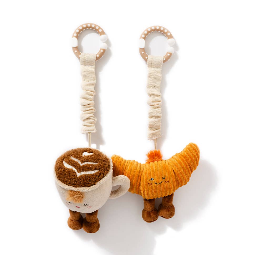 2 Pack Mini Market Brunch Stroller Toys - Coffee and Croissant
