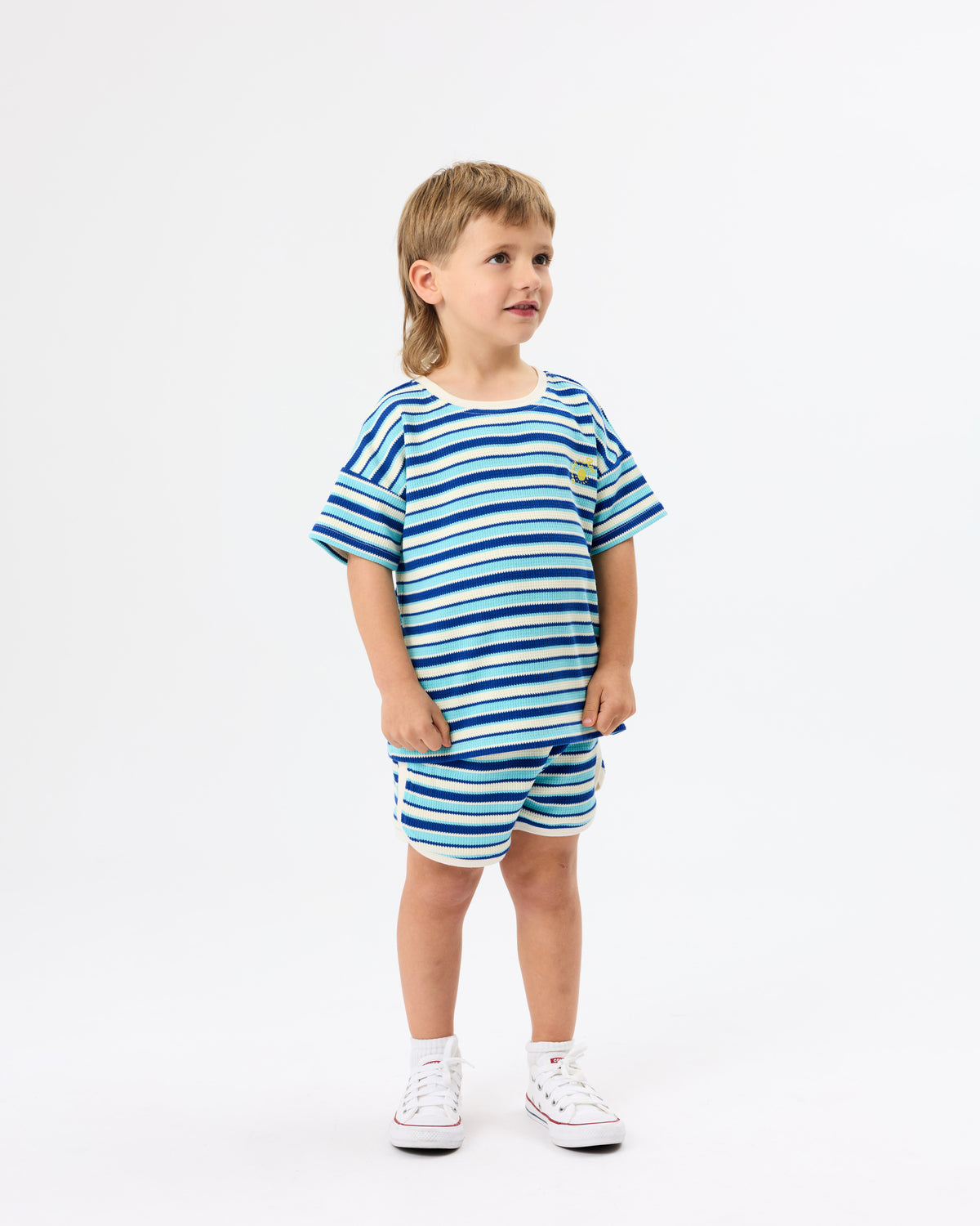 Waffle Stripe T-Shirt Blue