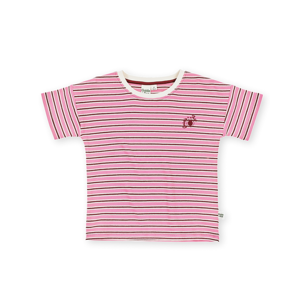 Waffle Stripe T-Shirt Pink
