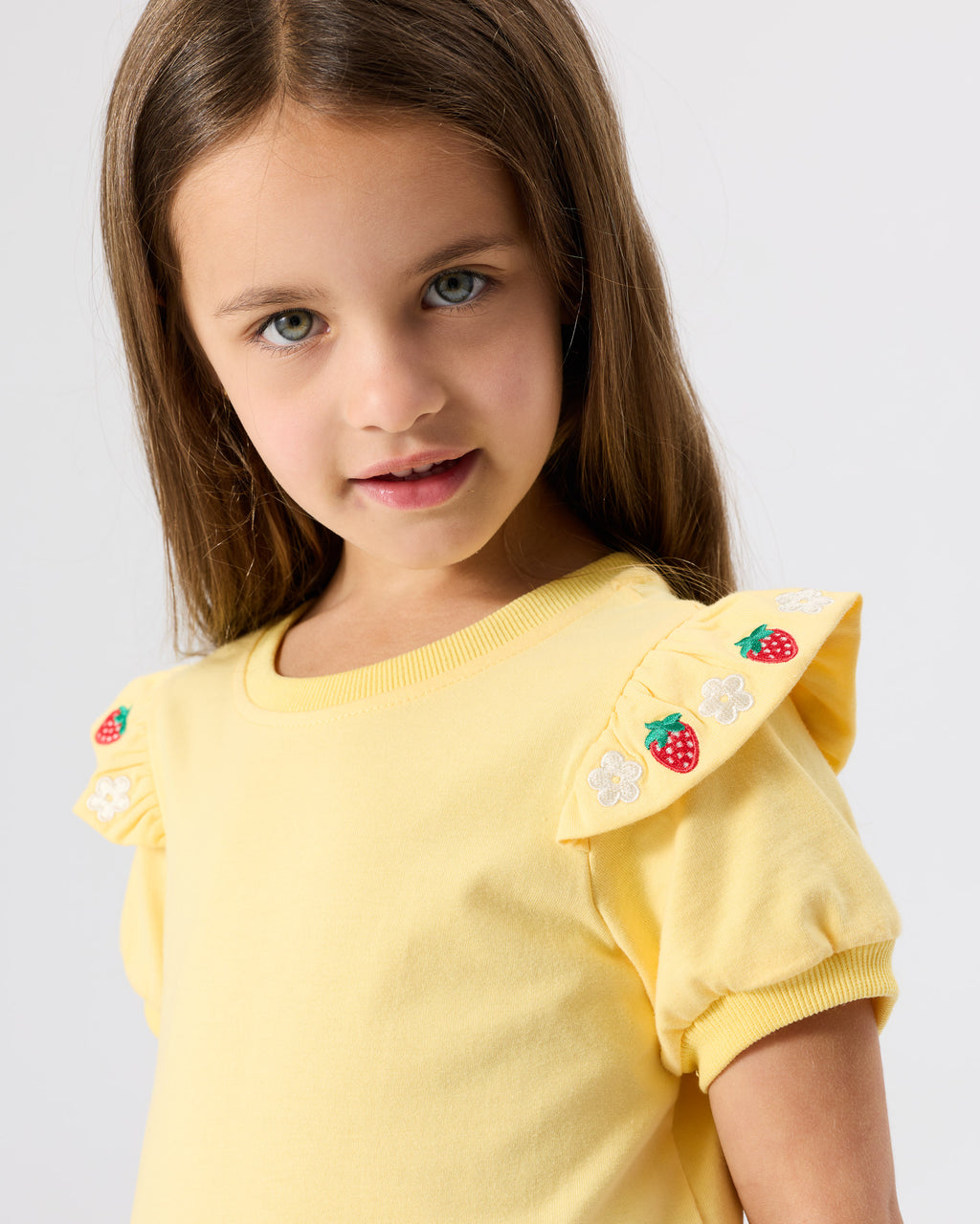 Flounce Shoulder Strawberry Top