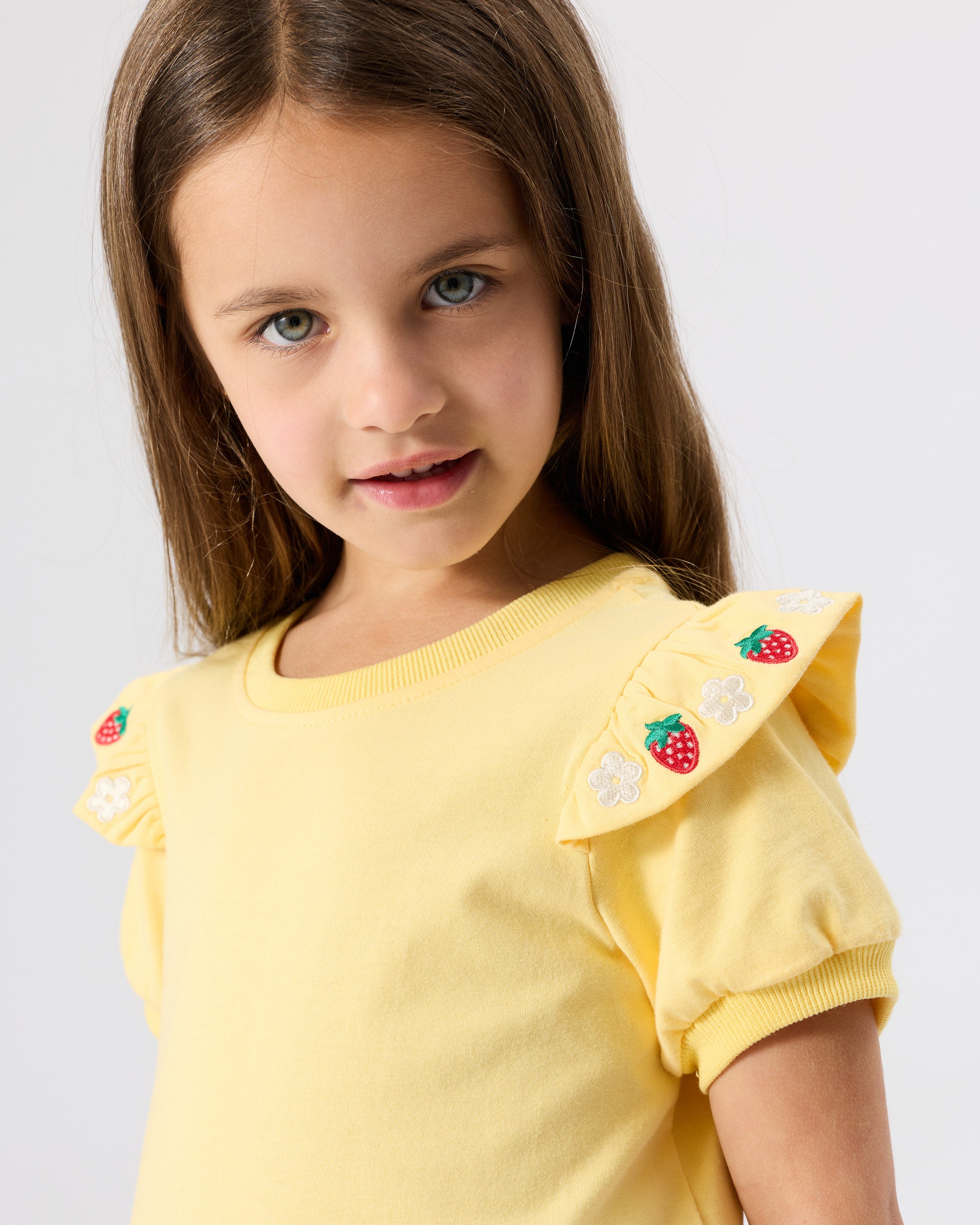 Flounce Shoulder Strawberry Top