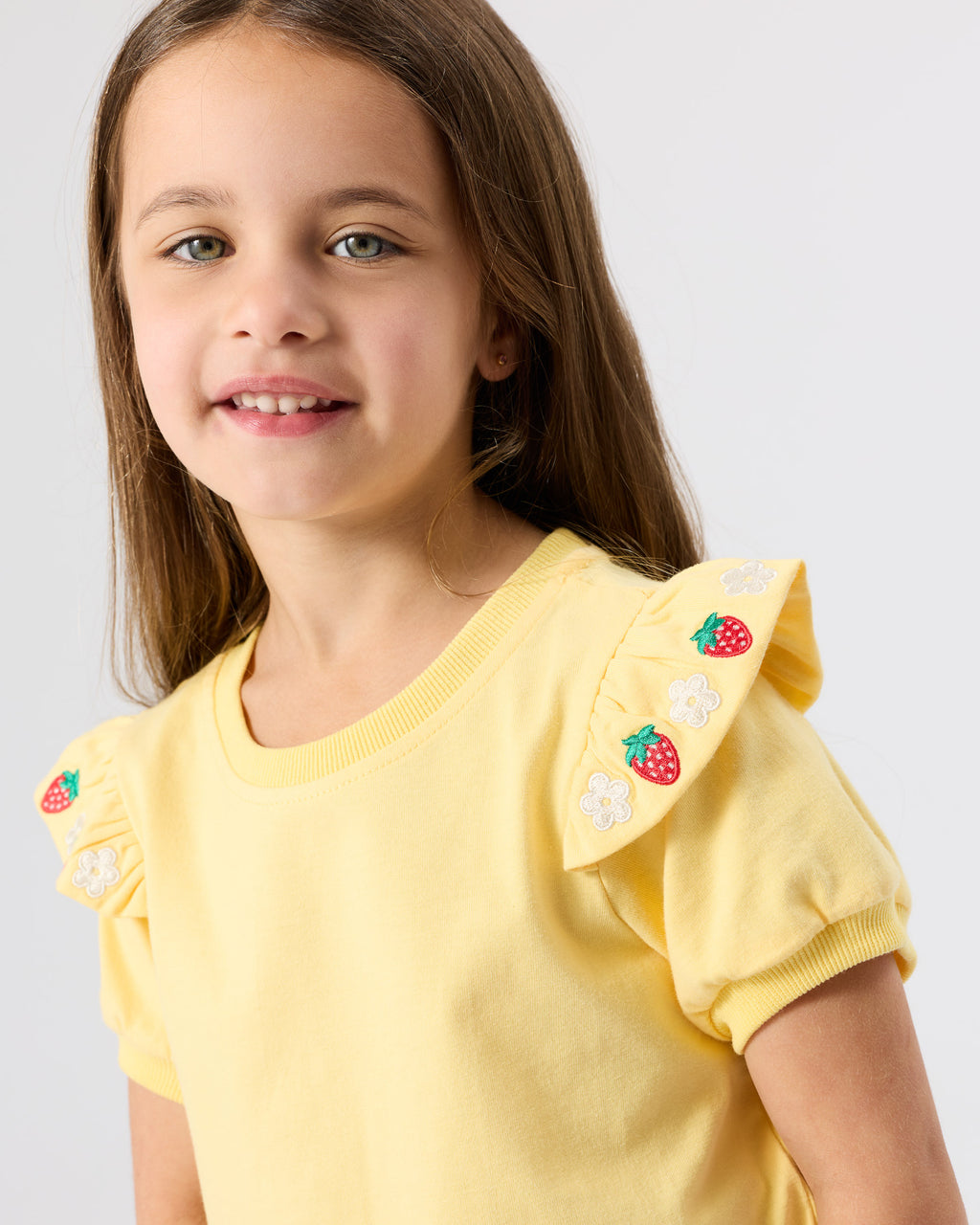 Flounce Shoulder Strawberry Top