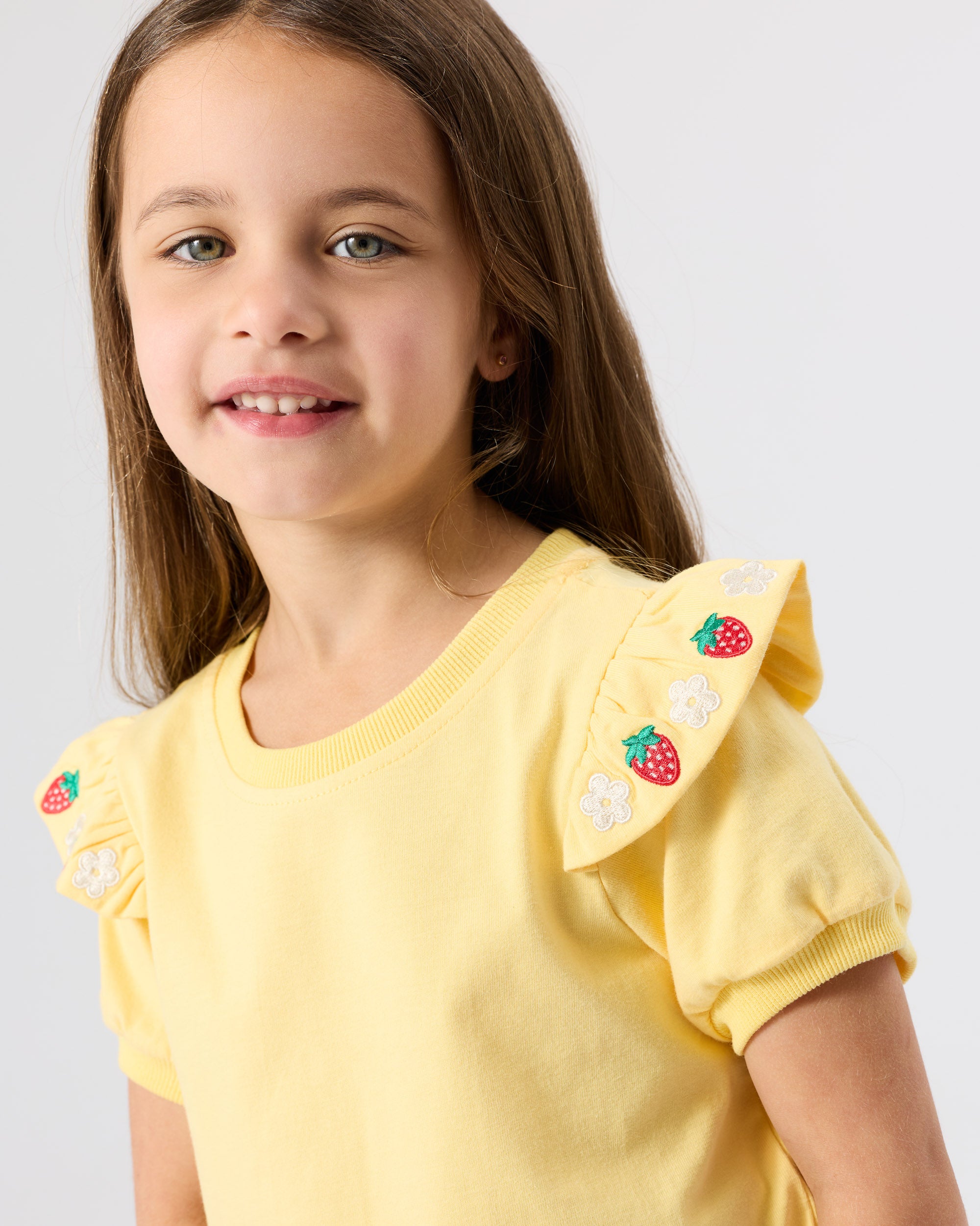 Flounce Shoulder Strawberry Top