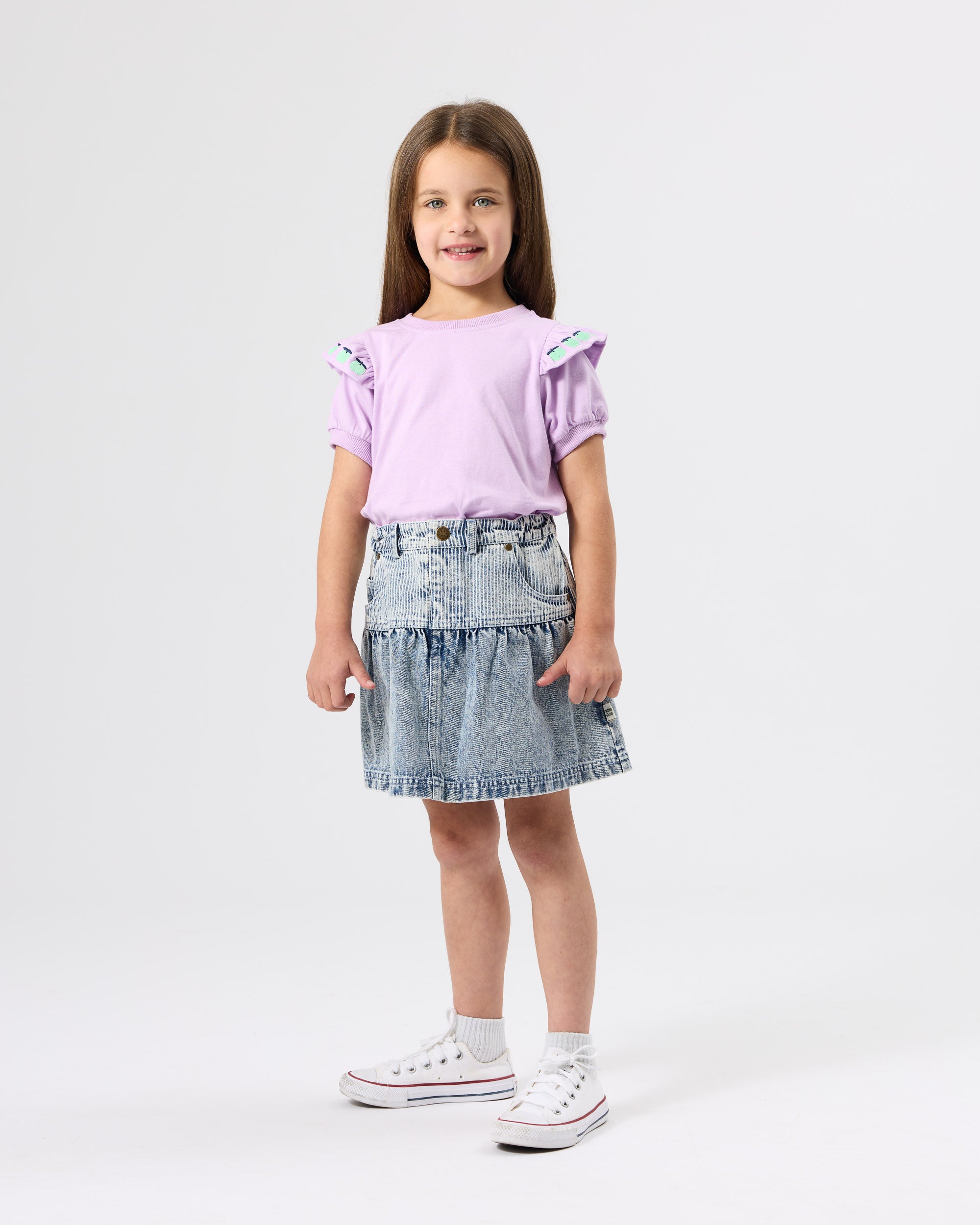 Flounce Shoulder Apple Top