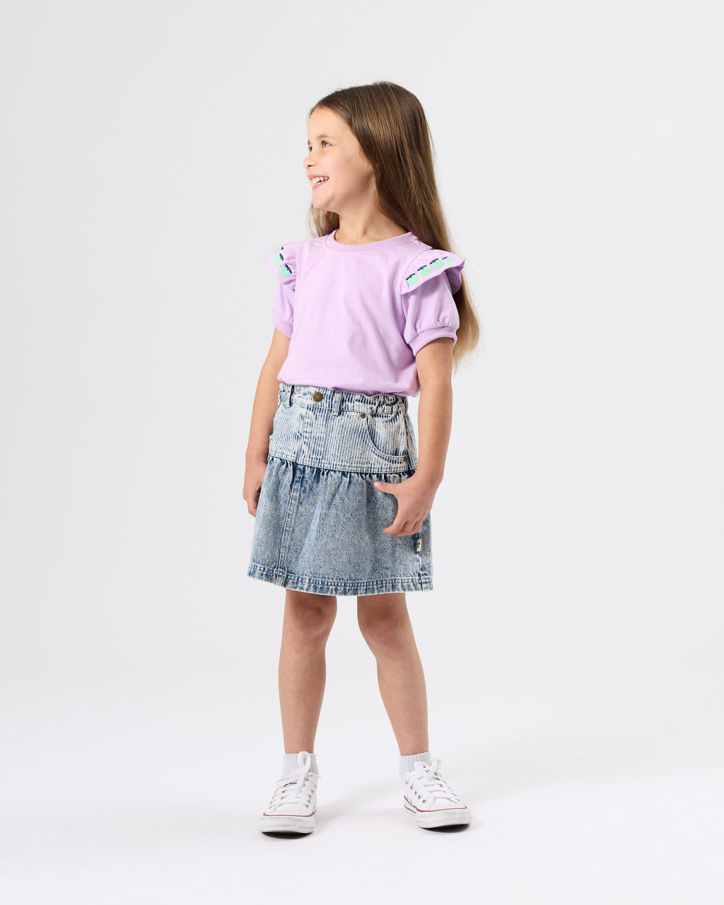 Flounce Shoulder Apple Top