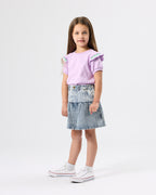 Pinstripe Peplum Denim Skirt