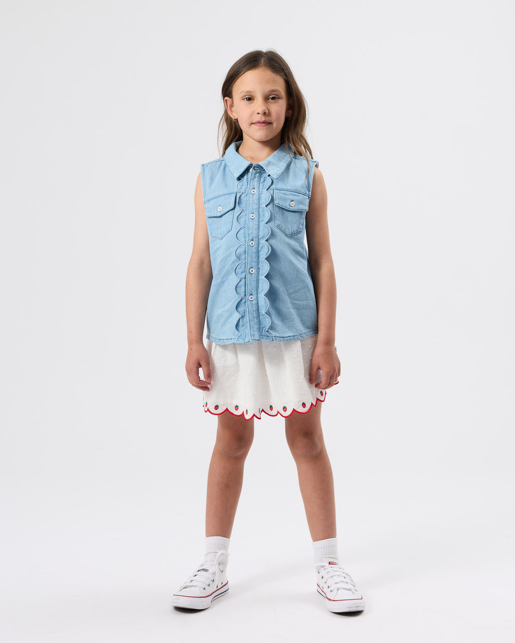 Scallop Edge Chambray Vest