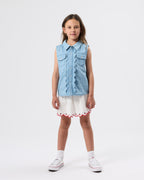 Scallop Edge Chambray Vest