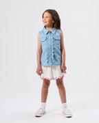 Scallop Edge Chambray Vest