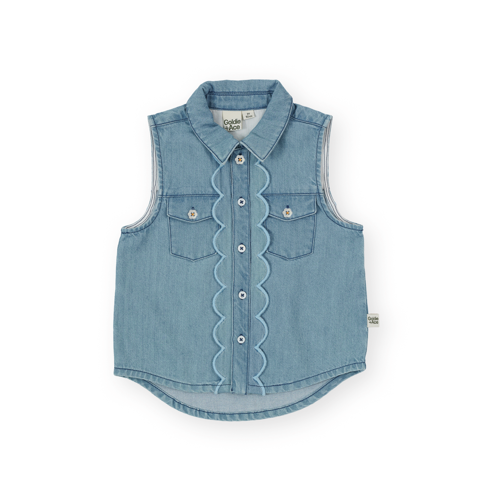 Scallop Edge Chambray Vest