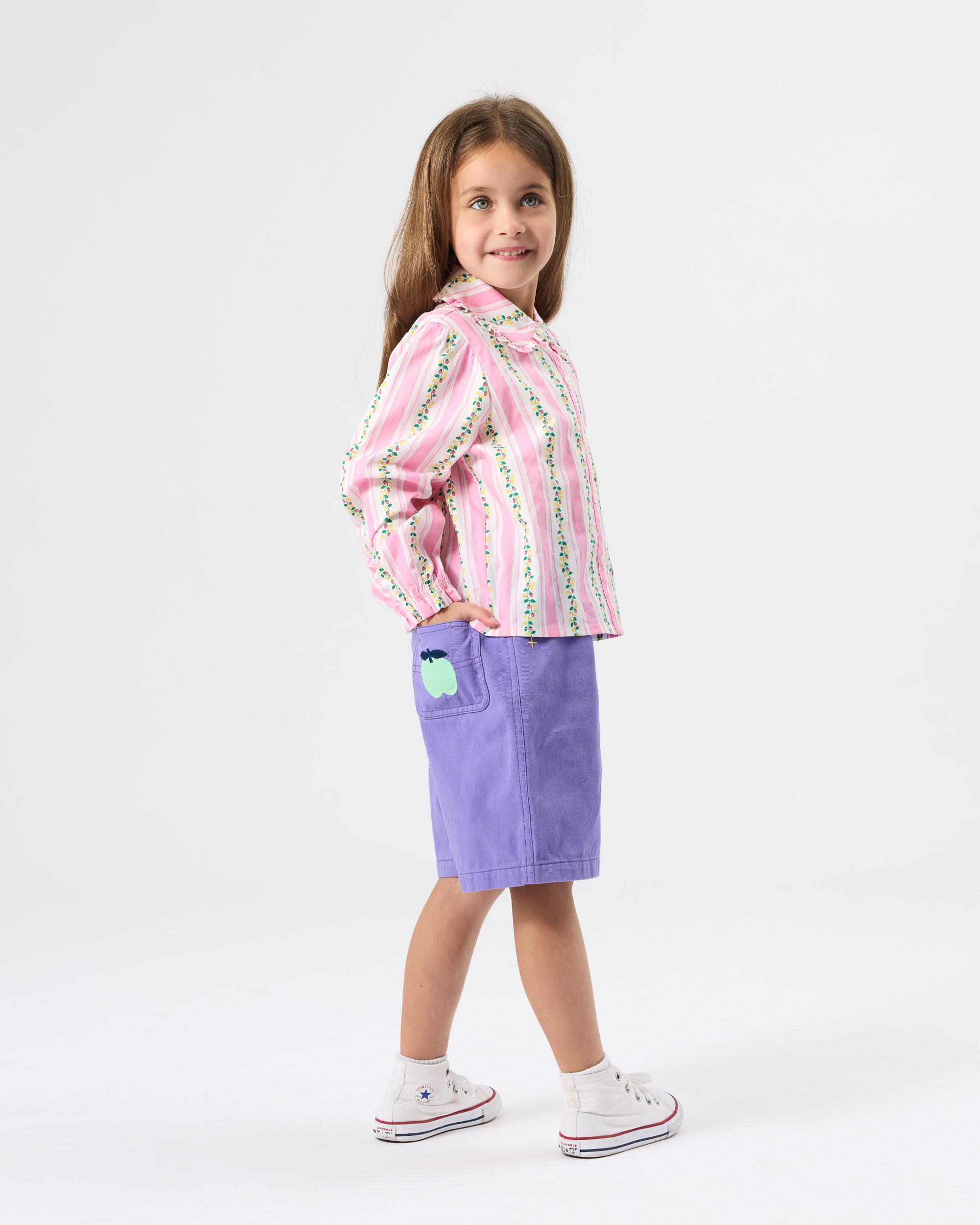 Wide Leg Apple Denim Shorts