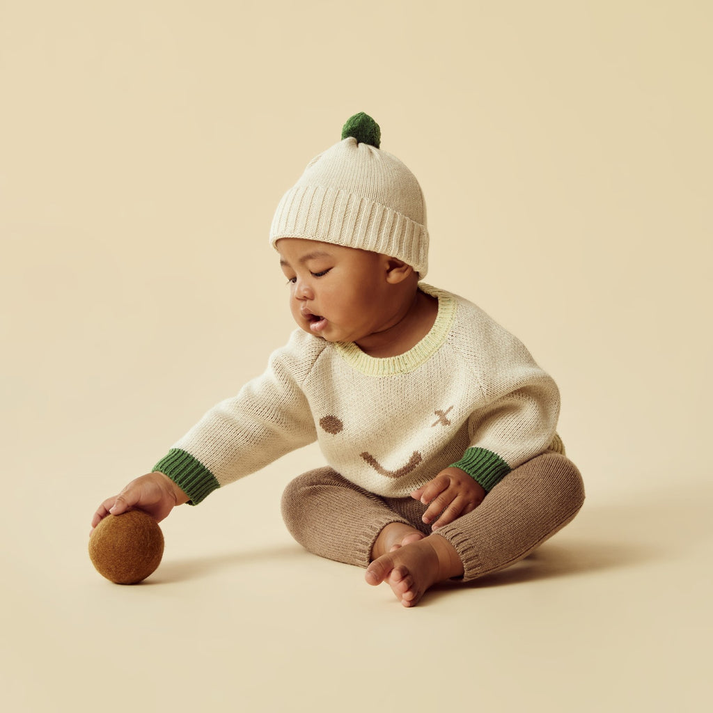 Knitted Just Smile Jumper - Almond