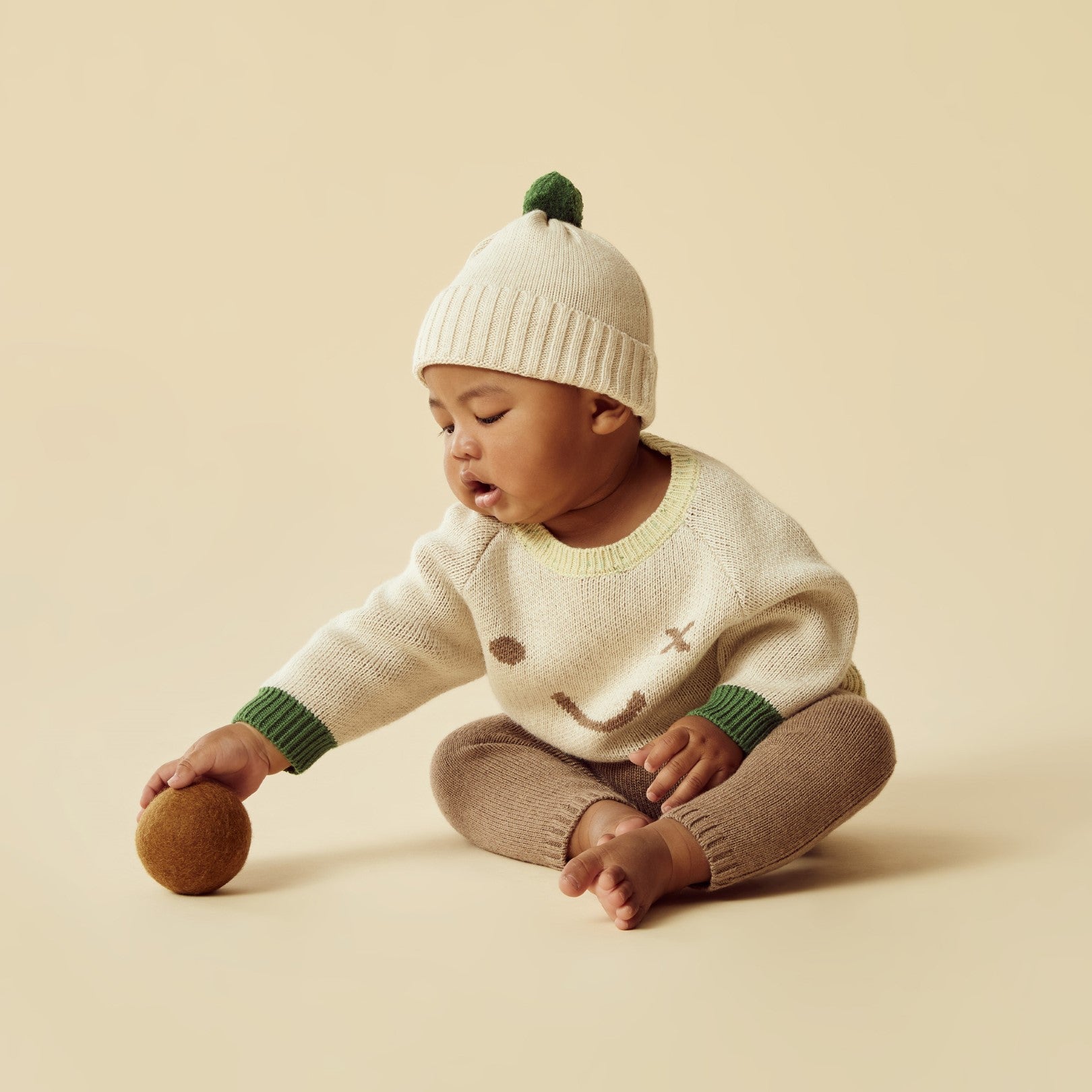 Knitted Just Smile Jumper - Almond