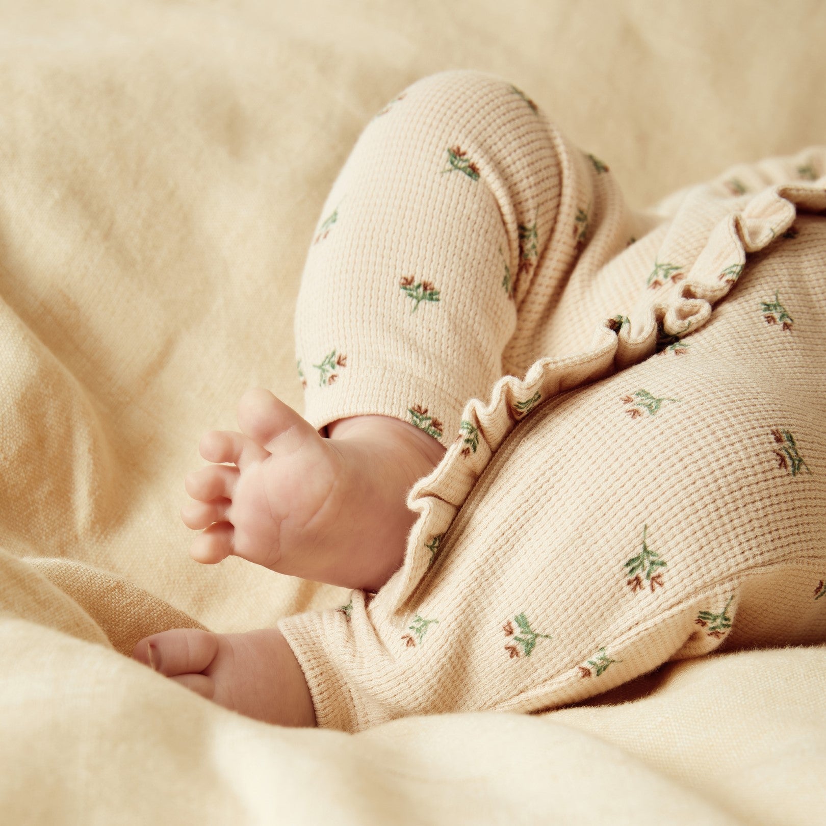 Organic Waffle Ruffle Zipsuit - Emily Floral