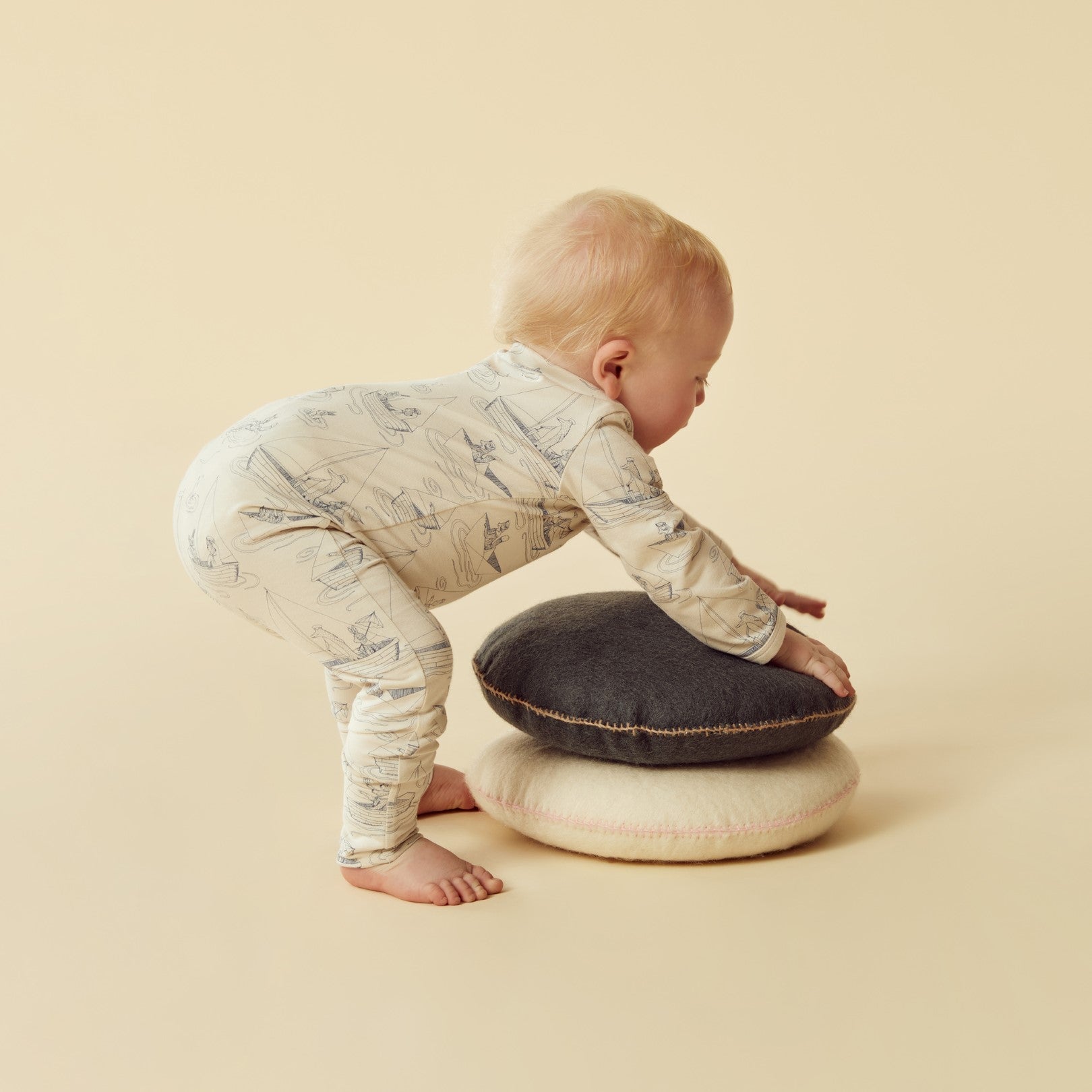 Organic Zipsuit with Feet - Sail Away