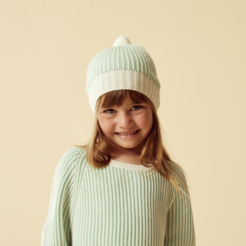Knitted Ribbed Jumper - Mint Green