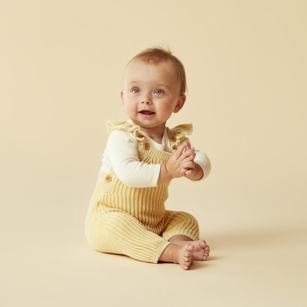 Knitted Ruffle Overall - Dijon
