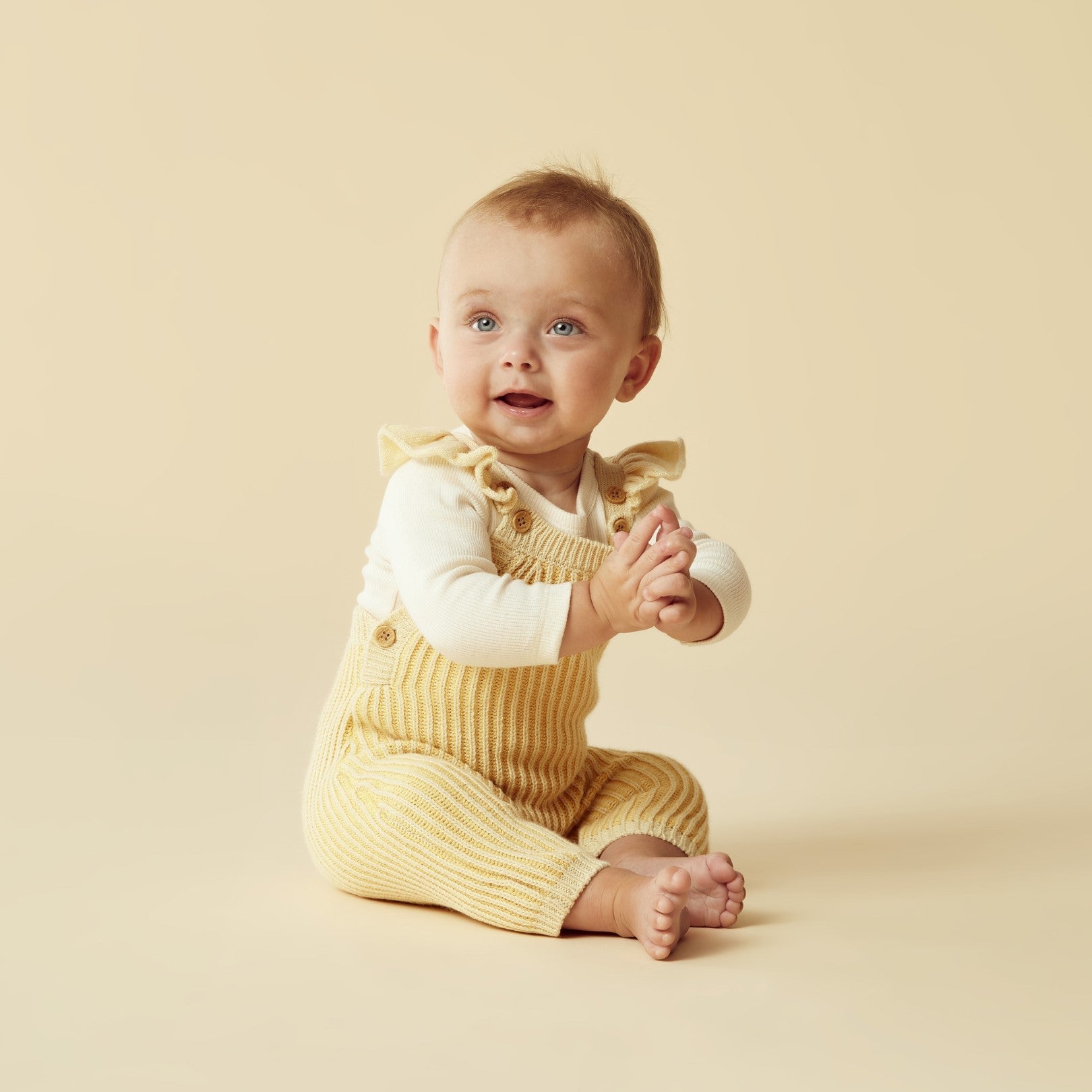 Knitted Ruffle Overall - Dijon