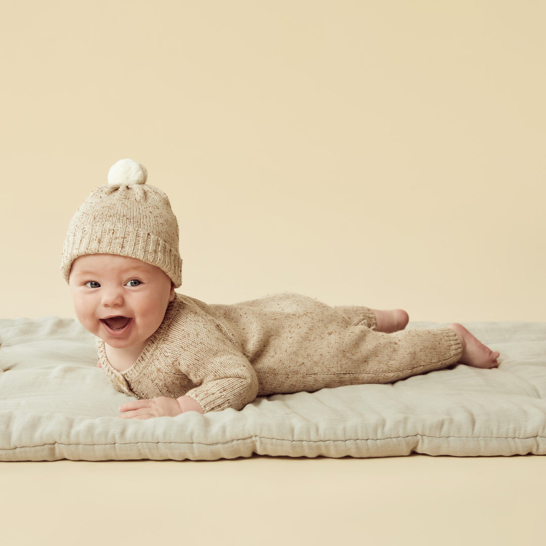 Wilson and Frenchy Knitted Cable Growsuit - Almond Fleck