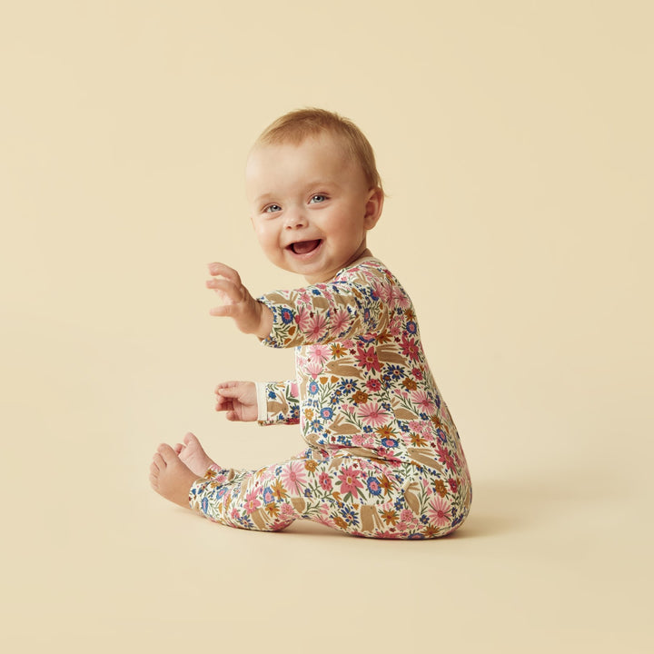 Wilson and Frenchy Organic Zipsuit With Feet - Bunny Hop