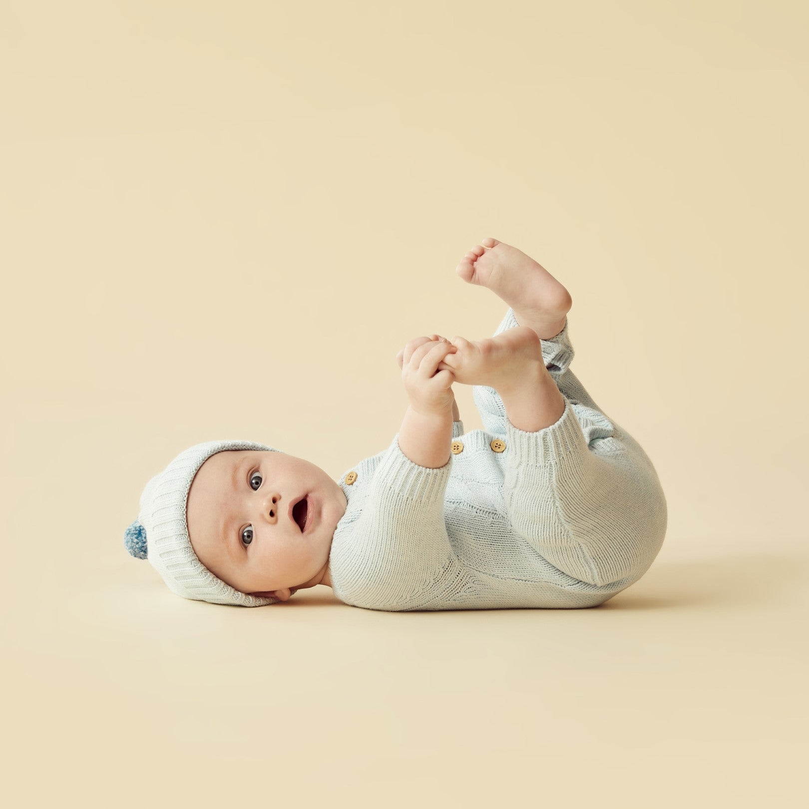 Knitted Cable Growsuit - Bluebell Fleck