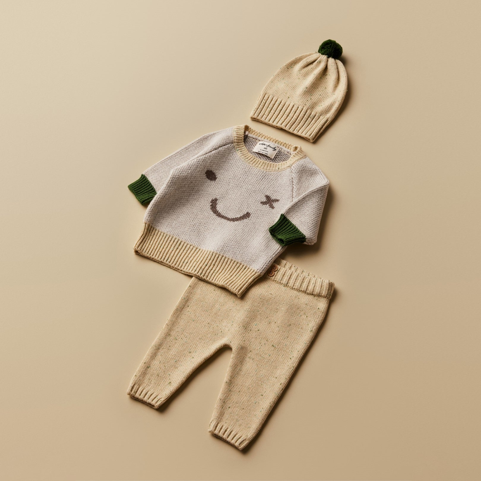 Knitted Just Smile Jumper - Almond