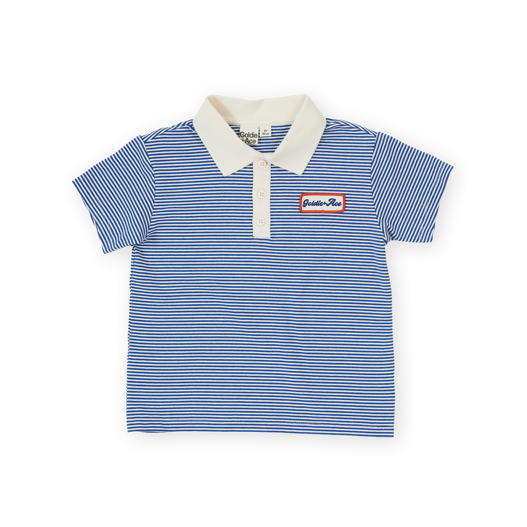 Navy Stripe Logo Polo Top