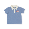 Navy Stripe Logo Polo Top