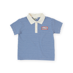 Navy Stripe Logo Polo Top