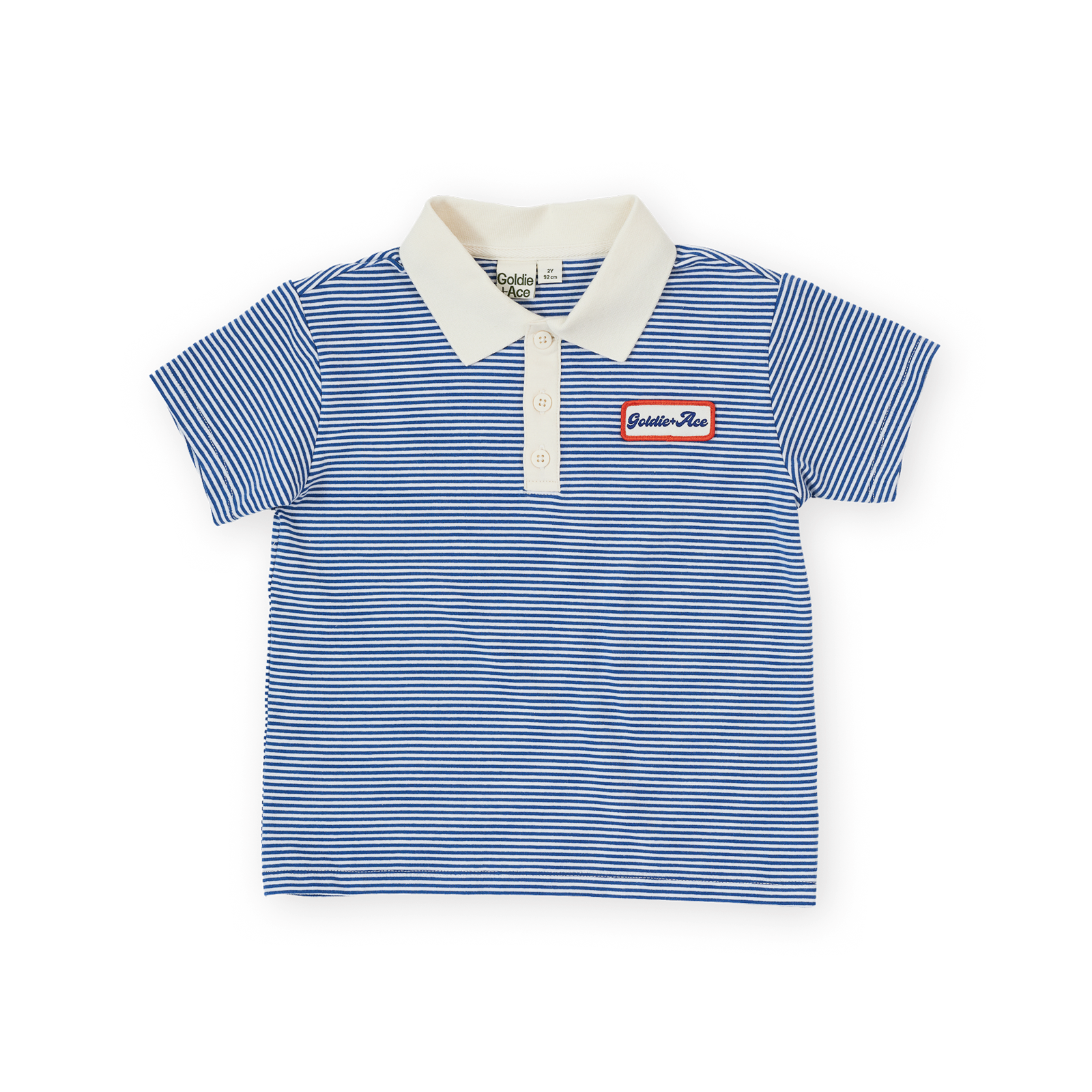 Navy Stripe Logo Polo Top