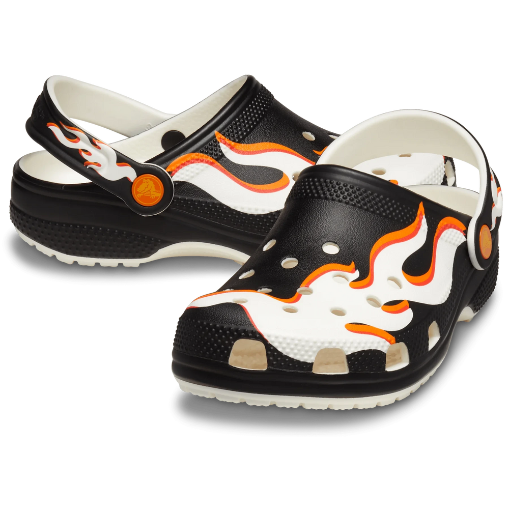 Crocs Classic Glow Flames Clog Black Daisy and Hen