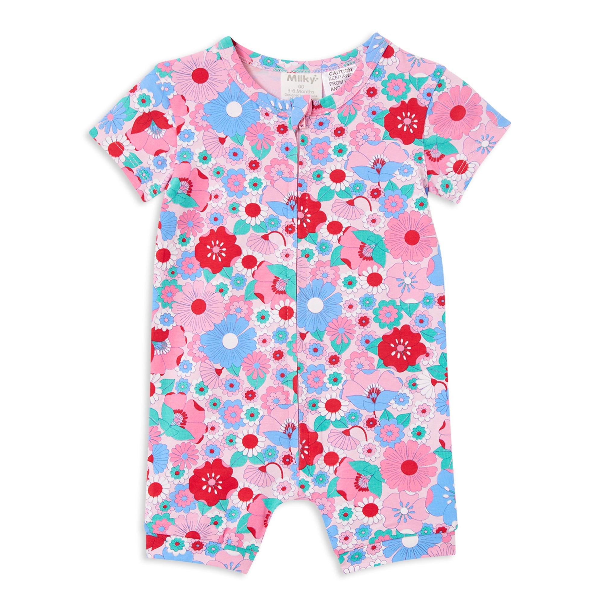 Milky Summer Blooms Zip Romper