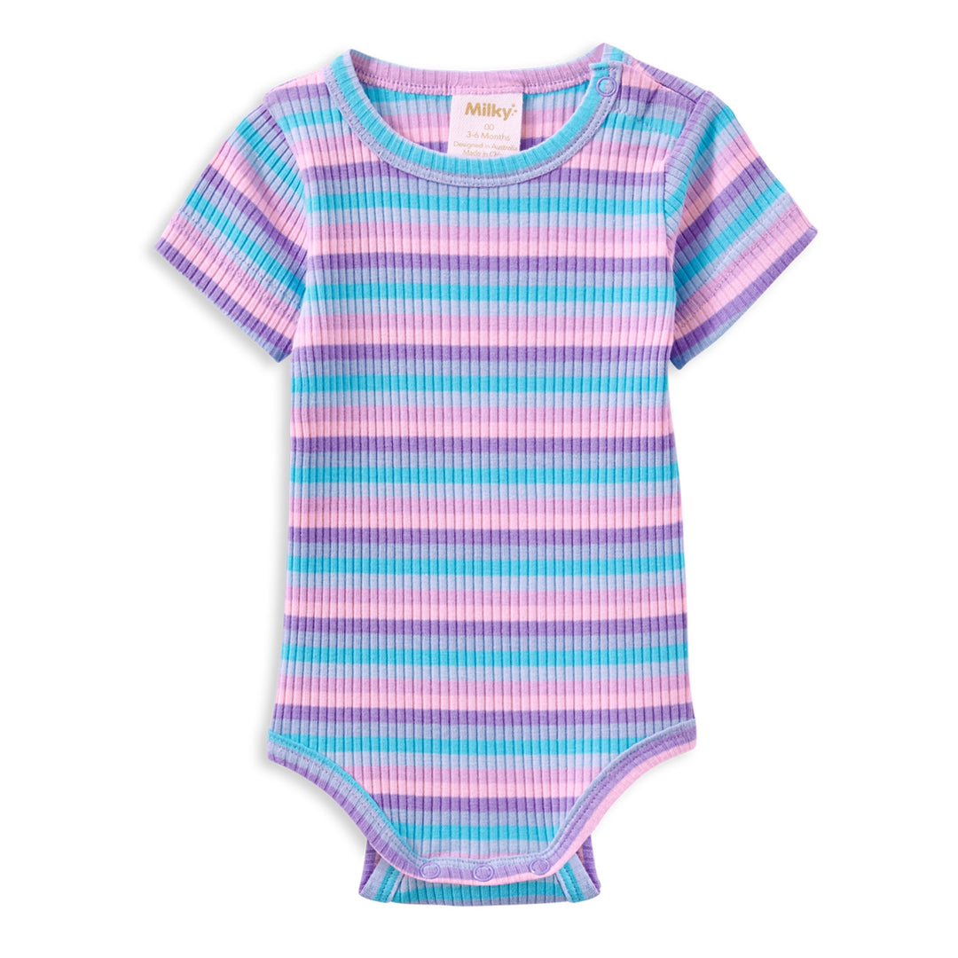 Milky Lilac Stripe Rib Bubbysuit
