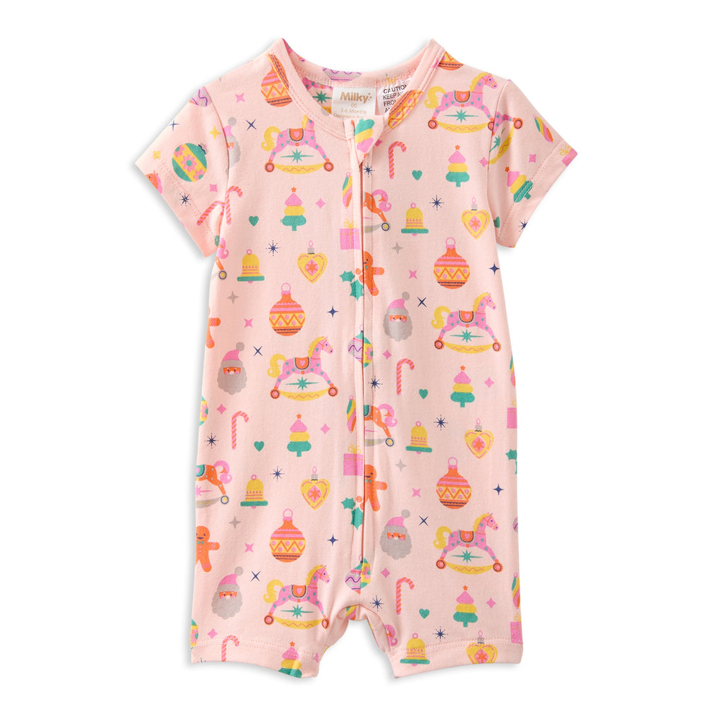 Milky Candy Cane Zip Romper