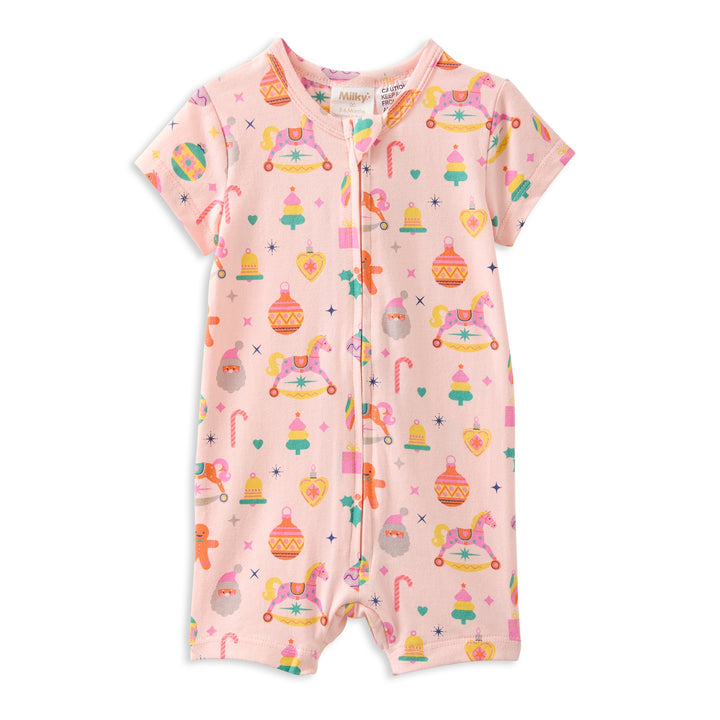 Milky Candy Cane Zip Romper