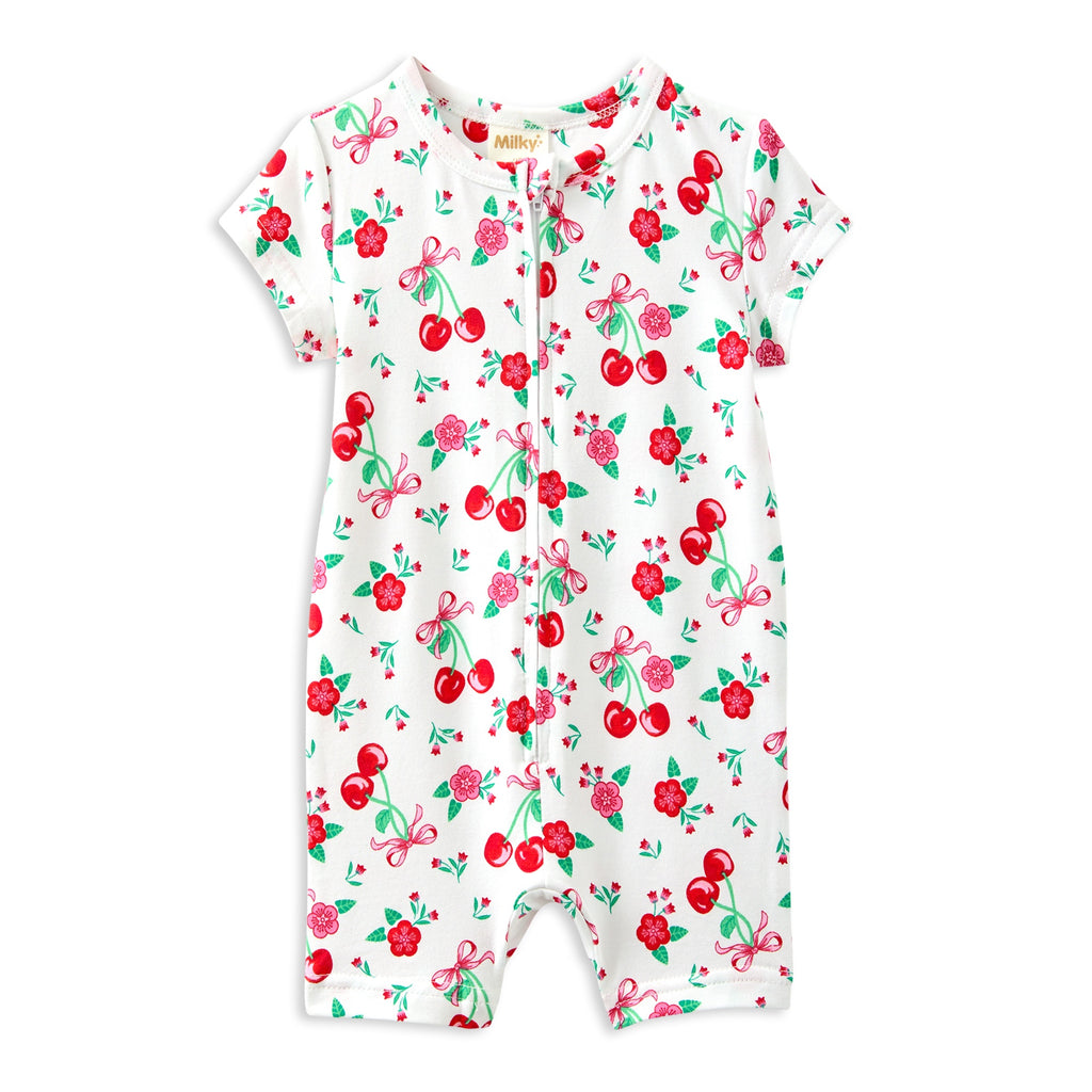 Milky Sweet Cherry Zip Romper