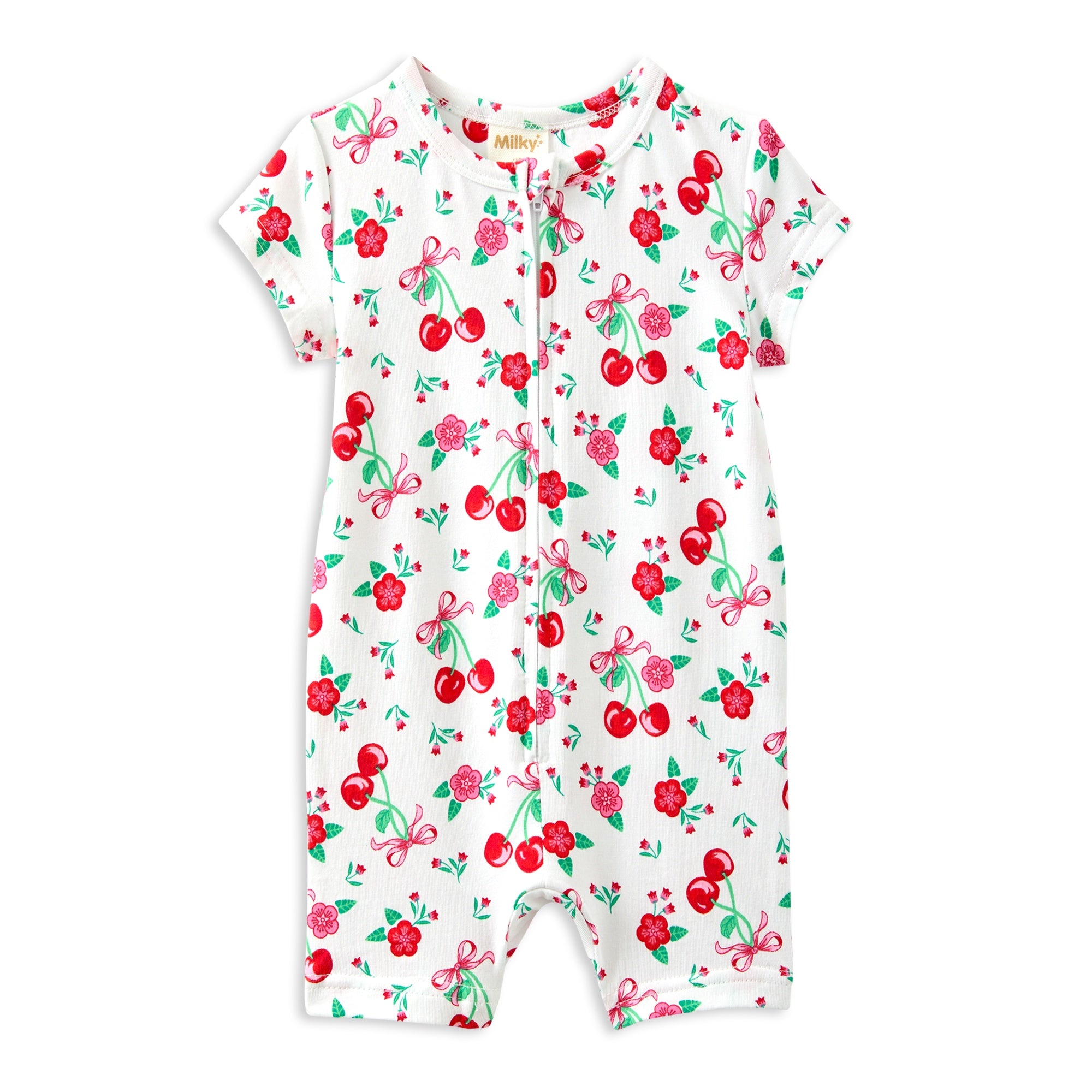 Milky Sweet Cherry Zip Romper