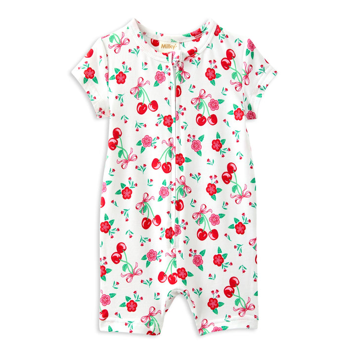 Milky Sweet Cherry Zip Romper