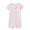 Pink Stripe Rib Zip Romper