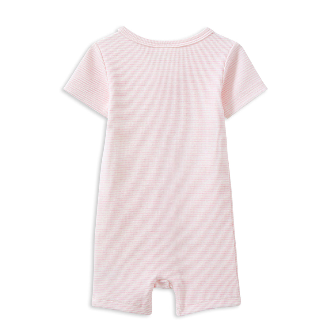 Milky Pink Stripe Rib Zip Romper