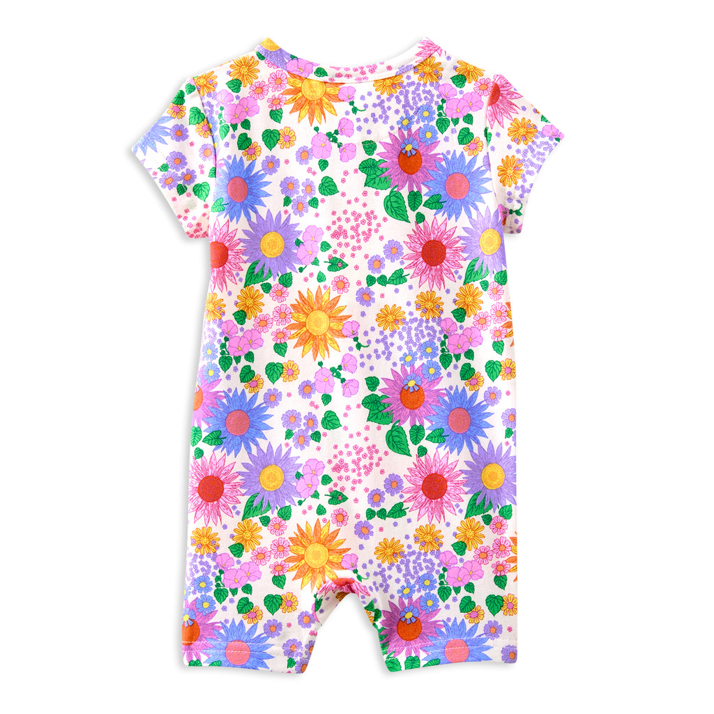 Milky Sunshine Floral Zip Romper