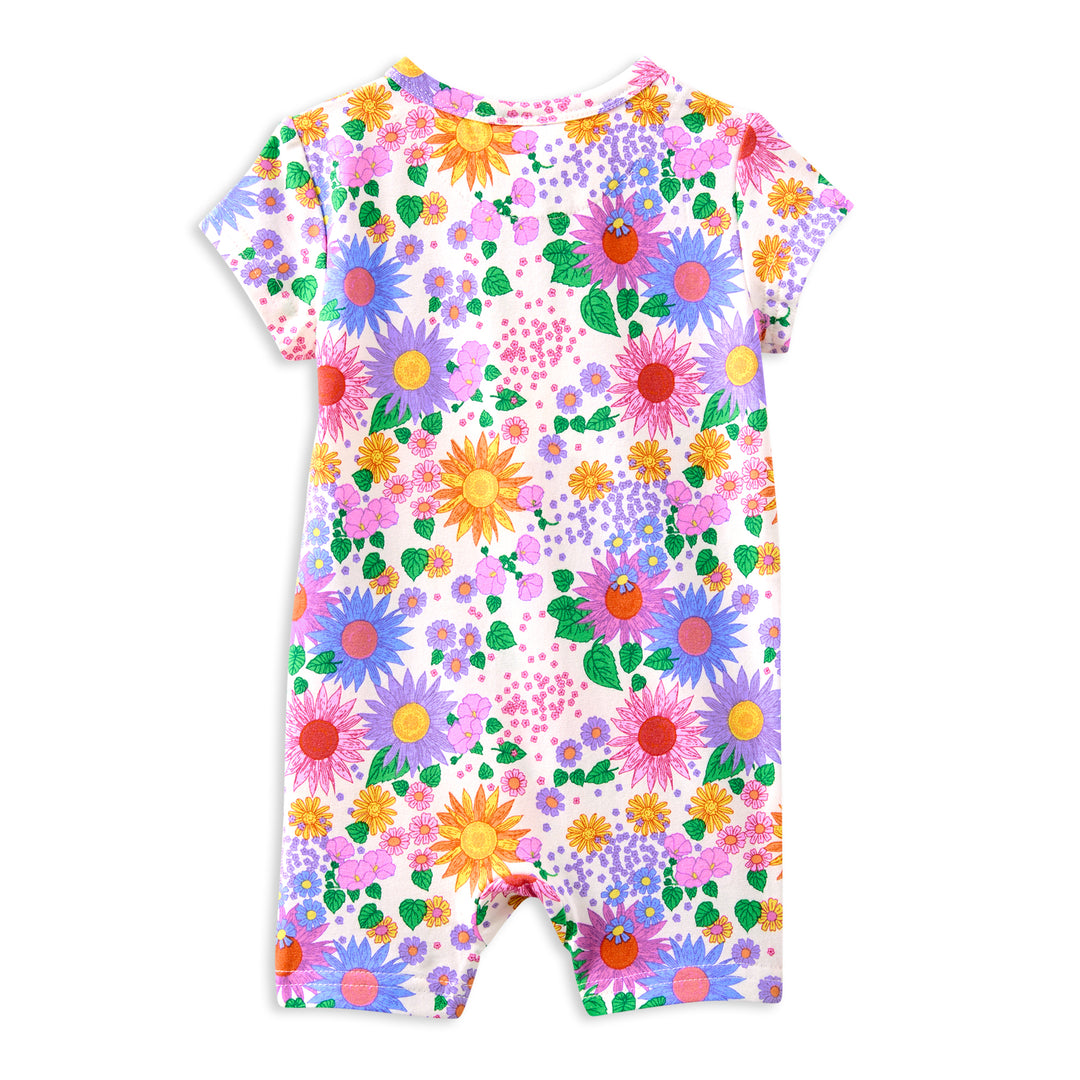 Milky Sunshine Floral Zip Romper