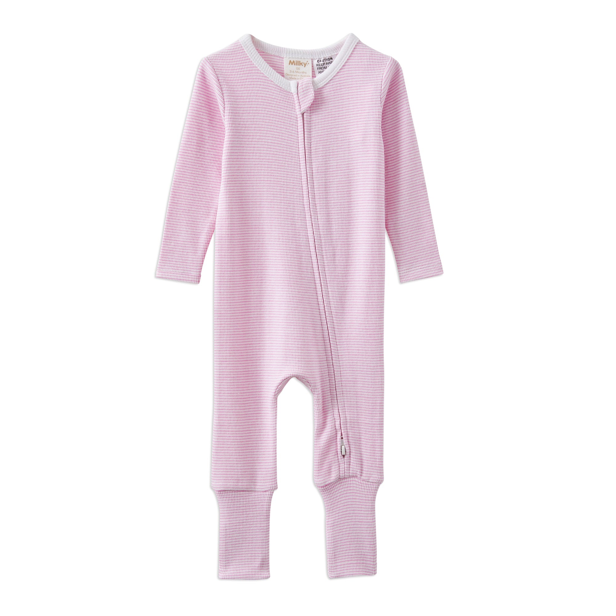 Milky Pink Stripe Zip Romper