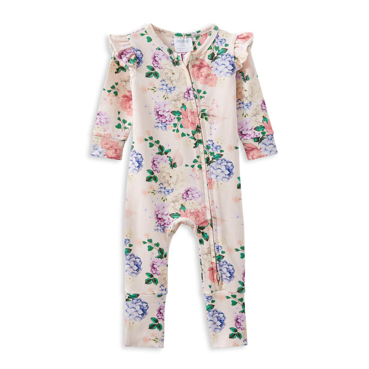 Milky Hydrangea Zip Frill Romper