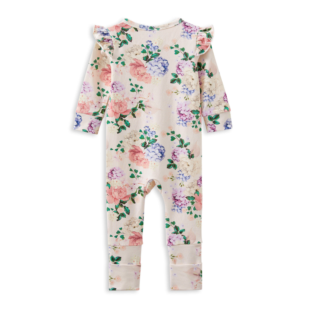 Milky Hydrangea Zip Frill Romper