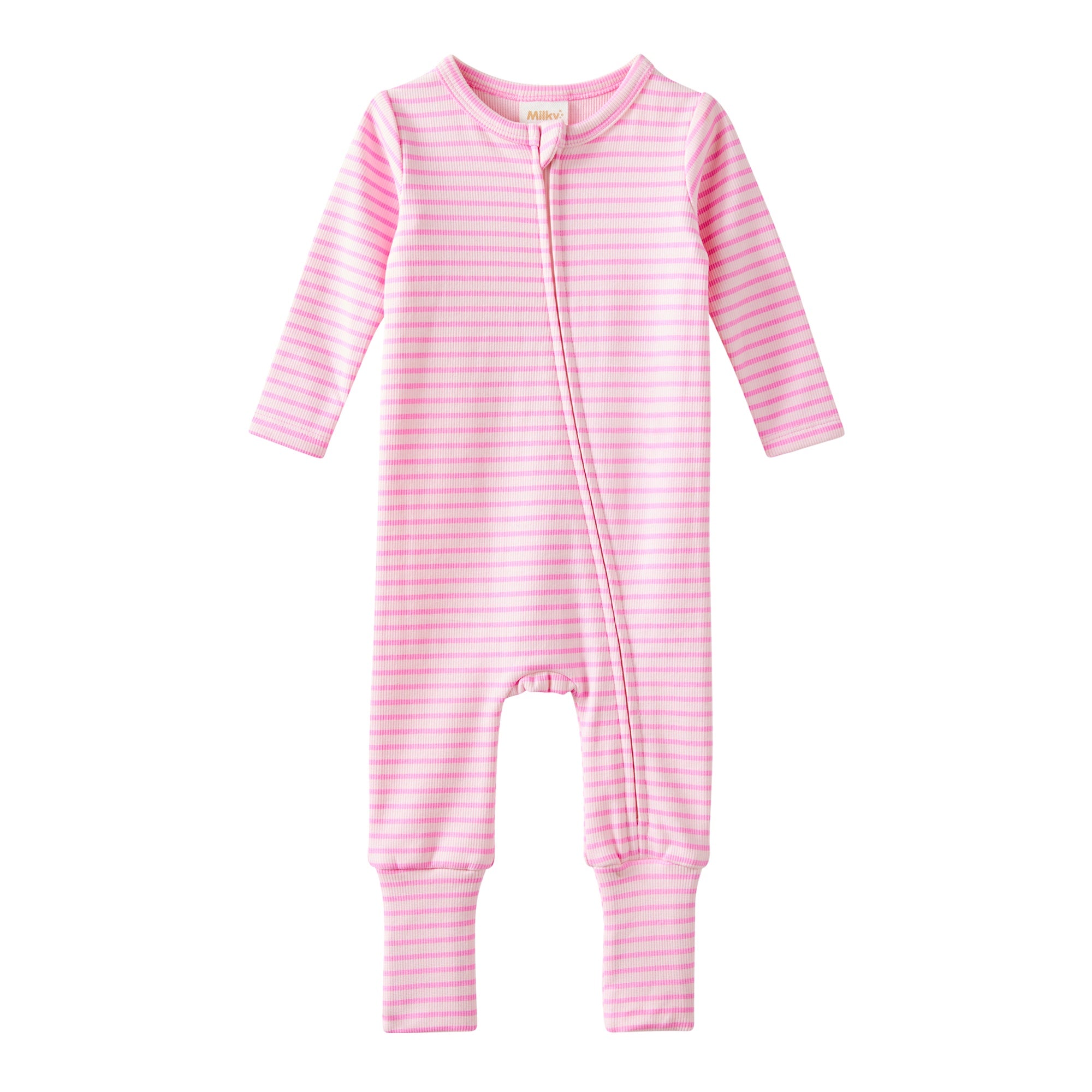 Tickled Pink Stripe Zip Romper