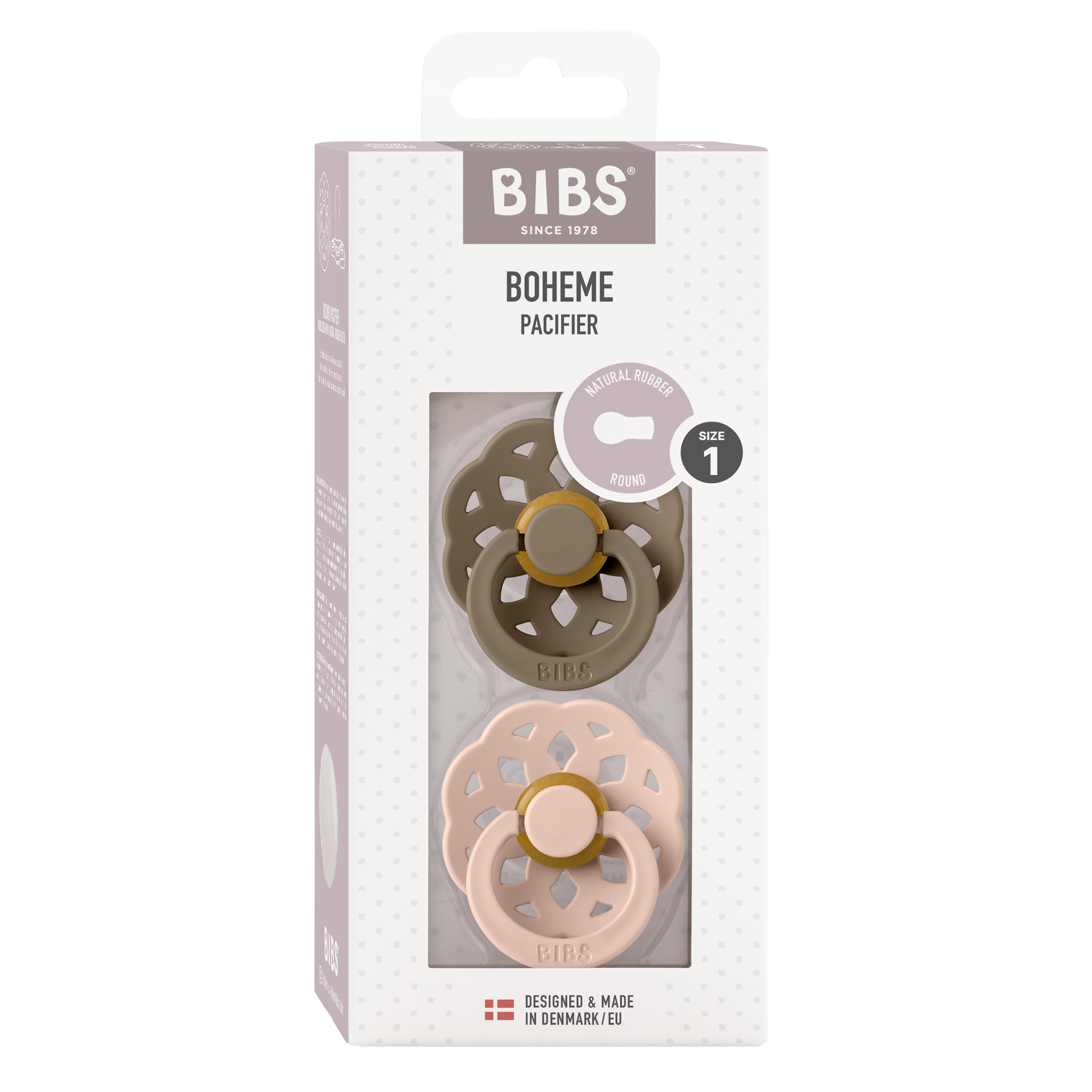 Boheme Pacifier 2 Pack - Dark Oak/Blush